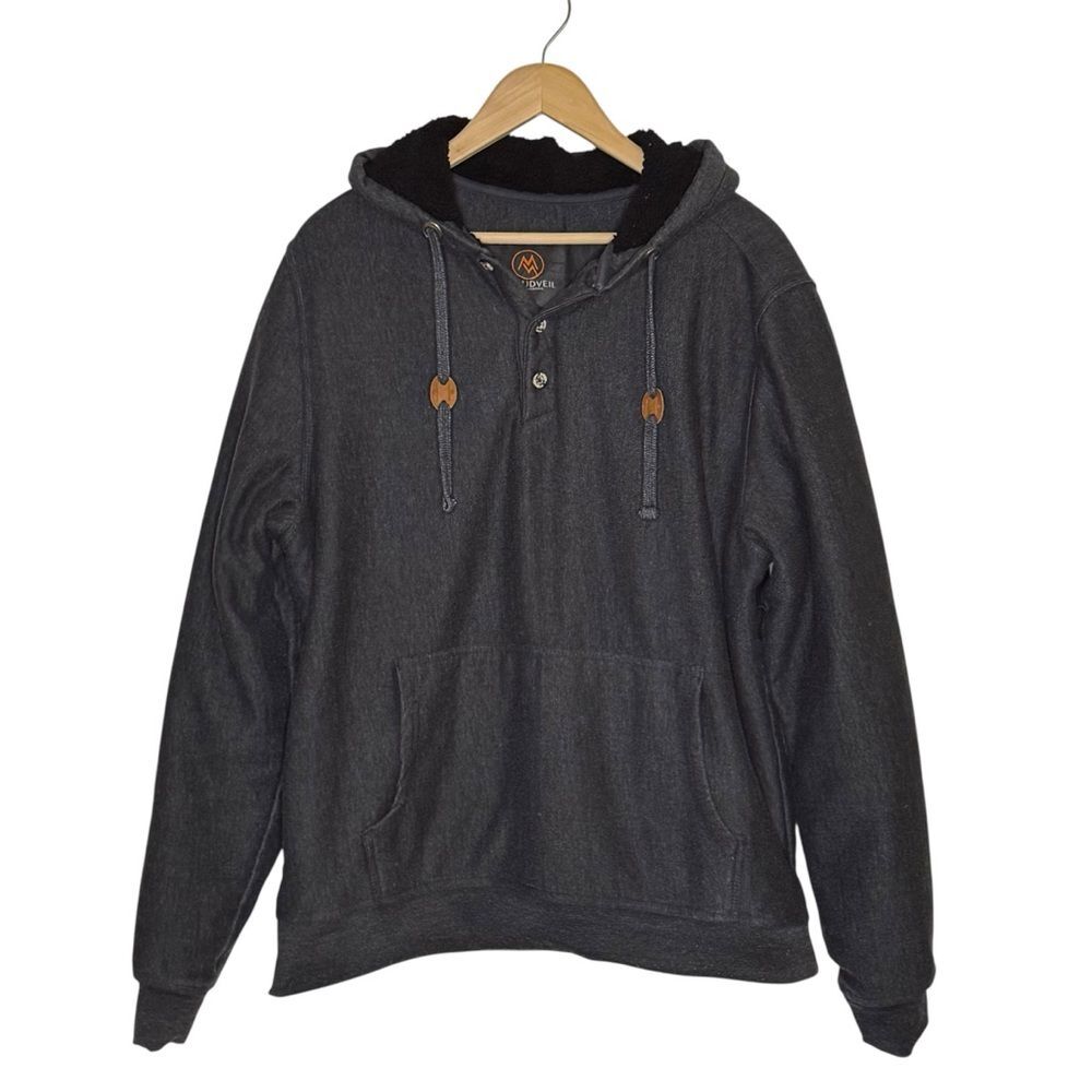 Cloudveil Mountain Works Men's Quarter Button Blue Sweatshirt Hoodie Size Large